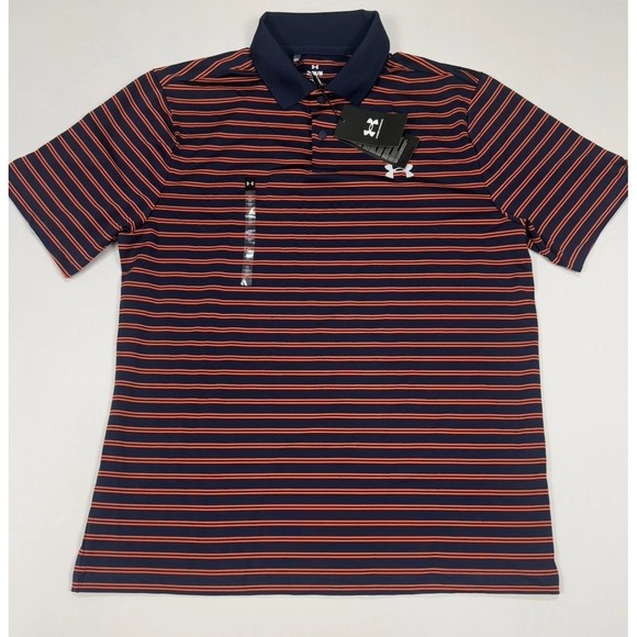 Under Armour Other - NWT Under Armour Men Polo Shirt M Blue/Orange Loose Logo Performance Golf